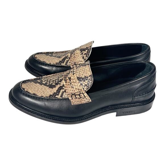 VINNYS SNAKESKIN PRINT LEATHER PENNY LOAFERS EU SIZE 42 - Picture 4 of 7